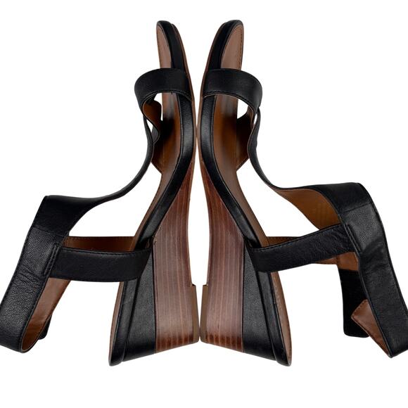 Franco Sarto Women's Dori Wedge Sandals Leather Black Size 9 - Picture 5 of 8